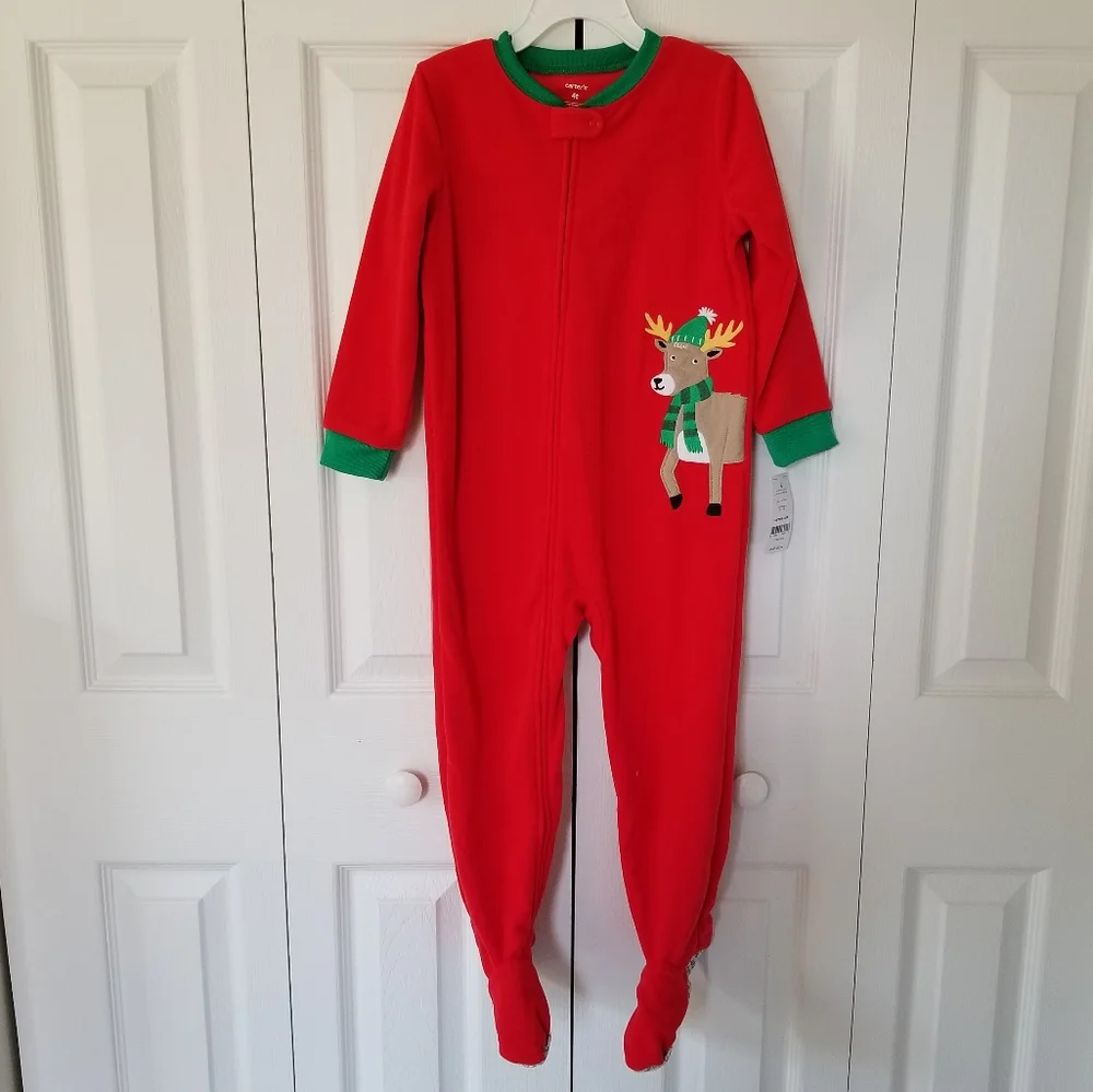 Carter's Fleece Sleeper Holiday Reindeer 4T